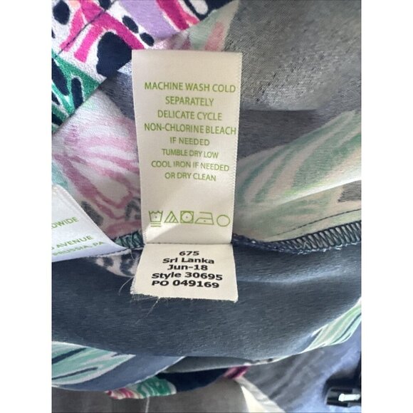 Lilly Pulitzer Size 6 Donna Inky Navy Purple Pink Green Floral Elephant Romper - Picture 8 of 8